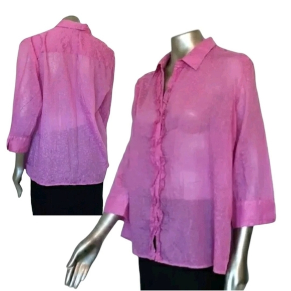 🪻BOGO🪻Classic Elements Pink Career Blouse‎ Sz XL - Picture 1 of 7